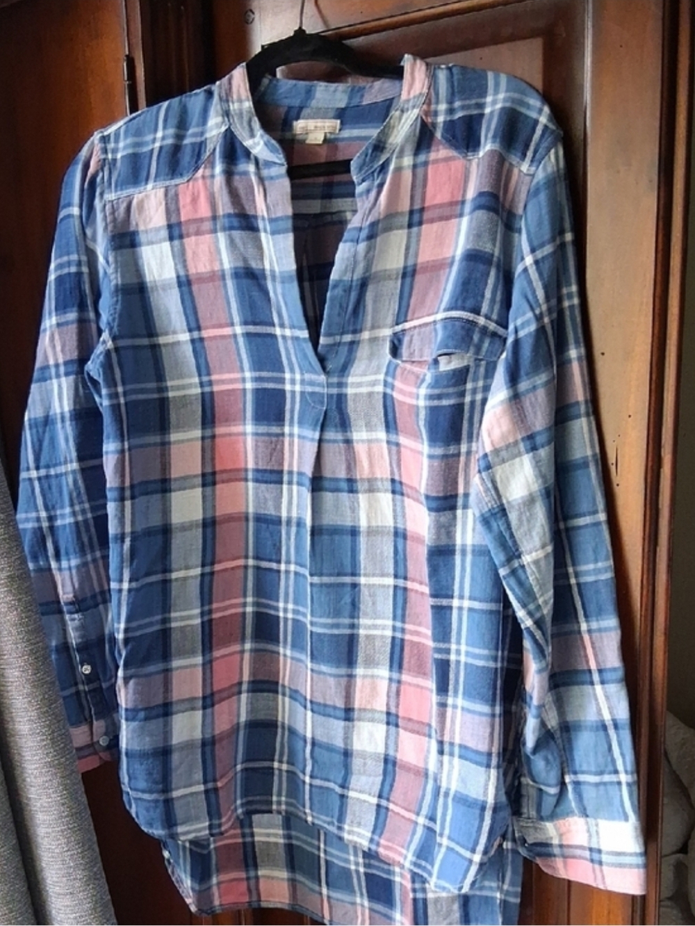 GAP Blue, Pink & White Plaid Womens Casual Boyfriend Blouse - Picture 7 of 7